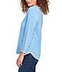 Ruby Rd. Embroidered Scoop Neck 3/4 Sleeve Soft Jersey Knit Top, Color:Bluebell - Image 3