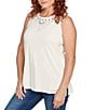 Ruby Rd. Embroidered Soft Jersey Knit Embellished Crew Neck Sleeveless Top, Color:Canvas - Image 4