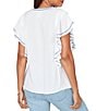 Ruby Rd. Embroidered Split V-Neck Short Flutter Sleeve Top - Image 2