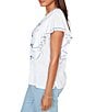 Ruby Rd. Embroidered Split V-Neck Short Flutter Sleeve Top - Image 3
