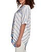 Ruby Rd. Embroidered Stripe Scoop Neck Short Sleeve Asymmetric Hem Knit Top, Color:Blue Sky/Multi - Image 2