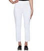 Color:White - Image 1 - Extra Stretch Denim Straight Leg Ankle Pull-On Pants