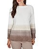 Ruby Rd. Eyelash Knit Ombre Ballet Neck Long Sleeve Sweater - Image 1