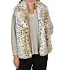 Ruby Rd. Faux Fur Snow Leopard Notch Collar Sleeveless Vest - Image 1