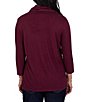 Ruby Rd. Faux Suede Hatchi Knit Cowl Neck 3/4 Sleeve Top - Image 2