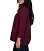 Ruby Rd. Faux Suede Hatchi Knit Cowl Neck 3/4 Sleeve Top - Image 3