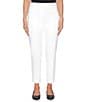Color:Soft White - Image 1 - Flat Front Double Face Stretch Ankle Pants