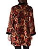 Ruby Rd. Floral Burnout Velvet Shawl Collar Bracelet Sleeve Open-Front Cardigan, Color:Cherry Multi - Image 2