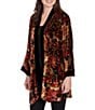 Ruby Rd. Floral Burnout Velvet Shawl Collar Bracelet Sleeve Open-Front Cardigan, Color:Cherry Multi - Image 4