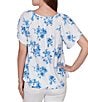 Ruby Rd. Floral Clip Dot Eyelet V-Neck Short Flutter Sleeve Top - Image 2