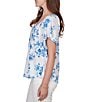 Ruby Rd. Floral Clip Dot Eyelet V-Neck Short Flutter Sleeve Top - Image 3