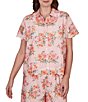 Ruby Rd. Floral Eyelet Point Collar Short Sleeve Button-Front Coordinating Camp Shirt - Image 1