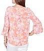 Ruby Rd. Floral Scoop Neck 3/4 Ruffle Trim Sleeve Top - Image 2