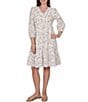 Ruby Rd. Floral V-Neck 3/4 Sleeve Shift Dress - Image 1