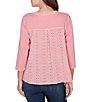Ruby Rd. French Terry Knit Floral Embroidered Eyelet Accents Top - Image 2