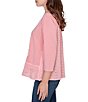 Ruby Rd. French Terry Knit Floral Embroidered Eyelet Accents Top - Image 4