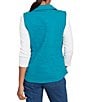 Ruby Rd. French Terry Quilted Point Collar Sleeveless Snap-Front Vest, Color:Teal - Image 2