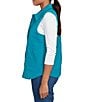 Ruby Rd. French Terry Quilted Point Collar Sleeveless Snap-Front Vest, Color:Teal - Image 3