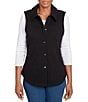 Ruby Rd. French Terry Quilted Point Collar Sleeveless Snap-Front Vest, Color:Black - Image 1
