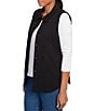 Ruby Rd. French Terry Quilted Point Collar Sleeveless Snap-Front Vest, Color:Black - Image 4