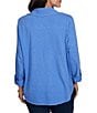 Ruby Rd. Garment Washed Point Collar 3/4 Roll-Tab Sleeve Button Front Shirt - Image 2