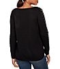 Ruby Rd. Gleaming Grommet Embellished Fine-Gauge Boat Neck Sweater, Color:Black - Image 2