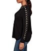 Ruby Rd. Gleaming Grommet Embellished Fine-Gauge Boat Neck Sweater, Color:Black - Image 4