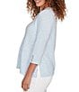 Ruby Rd. Heather Speckeled Ribbed Knit Crew Neck 3/4 Sleeve Side Vented Top, Color:Bluebell Heather - Image 3