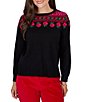 Ruby Rd. Heritage Knit Rose & Vine Boat Neck Long Sleeve Sweater - Image 1