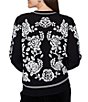 Ruby Rd. Jacquard Knit Ivory Rose Crew Neck Long Sleeve Sweater - Image 2