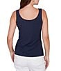 Ruby Rd. Jersey Knit Reversible Neck Sleeveless Tank, Color:Navy - Image 2
