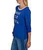 Ruby Rd. Knit Book Club Scoop Neck 3/4 Ruched Sleeve Tee - Image 3