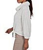 Ruby Rd. Knit Chenille Honeycomb Cowl Neck 3/4 Sleeve Side Tie Top - Image 6