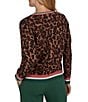 Ruby Rd. Knit Contrast Trim Cheetah Print Boat Neck Long Sleeve Sweater - Image 2