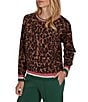 Ruby Rd. Knit Contrast Trim Cheetah Print Boat Neck Long Sleeve Sweater - Image 4