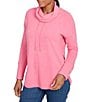 Ruby Rd. Knit Cowl Neck Long Sleeve Cozy Top, Color:Bright Pink - Image 4
