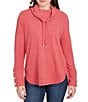 Ruby Rd. Knit Cowl Neck Long Sleeve Cozy Top, Color:Cherry - Image 1