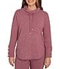 Ruby Rd. Knit Cowl Neck Long Sleeve Cozy Top, Color:Raisin - Image 4