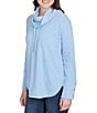 Ruby Rd. Knit Cowl Neck Long Sleeve Cozy Top, Color:Bluebell - Image 4