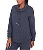 Ruby Rd. Knit Cowl Neck Long Sleeve Cozy Top, Color:Indigo - Image 4