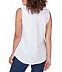 Color:White - Image 2 - Knit Embroidered Square Neck Sleeveless Embellished Top