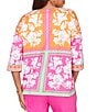 Ruby Rd. Knit Floral Patchwork Print V-Neck 3/4 Sleeve Top - Image 2