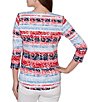 Ruby Rd. Knit Floral Stripe Square Neck 3/4 Sleeve Top - Image 2