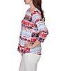 Ruby Rd. Knit Floral Stripe Square Neck 3/4 Sleeve Top - Image 4