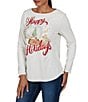 Ruby Rd. Knit Happy Holiday Snow Globe Boat Neck Long Sleeve Top - Image 3