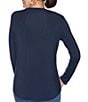 Ruby Rd. Knit Jersey 3/4 Sleeve Crew Neck Cotton Blend Shirt, Color:Navy - Image 2