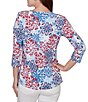 Ruby Rd. Knit Medallion Floral Square Neck 3/4 Sleeve Top - Image 6