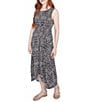 Ruby Rd. Knit Medallion Print Scoop Neck Sleeveless Hi-Low Hem Midi Dress, Color:Black/White - Image 4