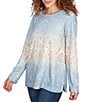 Ruby Rd. Knit Medallion Scoop Neck Long Sleeve Top, Color:Bluebell Multi - Image 4