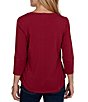 Ruby Rd. Knit Pawsitive Charming Dogs Scoop Neck 3/4 Sleeve Top - Image 2